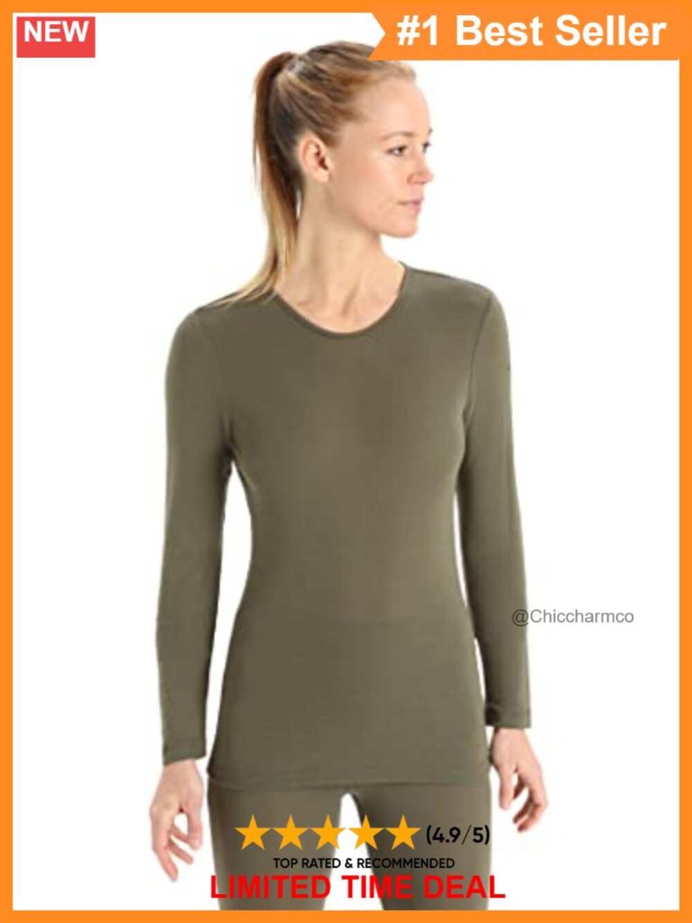 Merino Wool Base Layer Thermal Long Sleeve Crewneck Tee